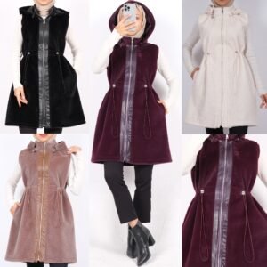 fermuarlı peluş kapitone mont